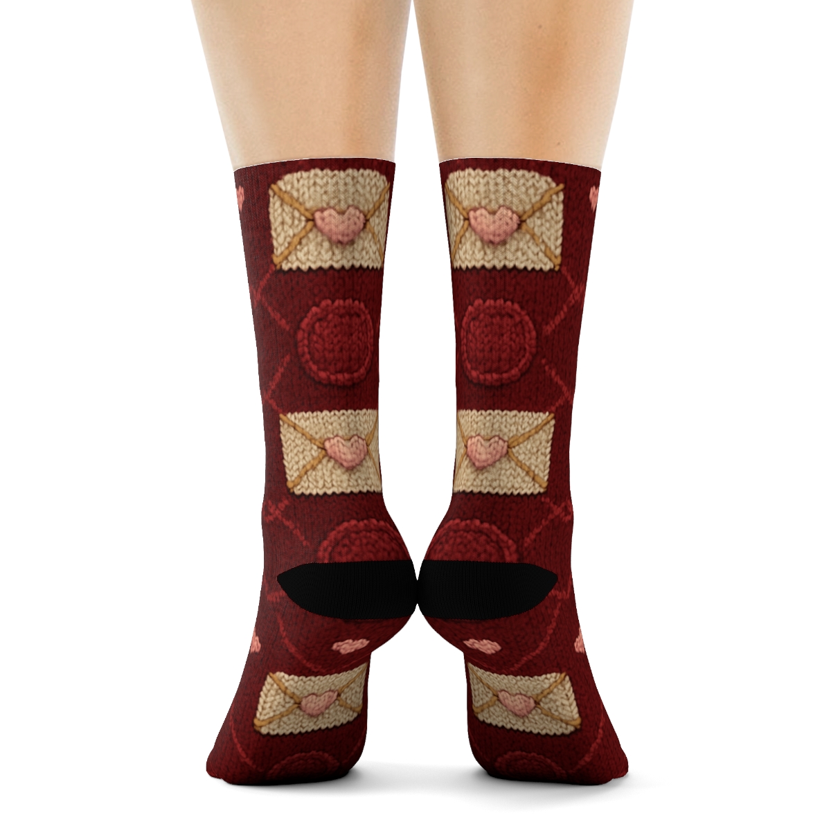 Knitted Illusion Valentine S Love Letter Envelope Lattice stylish athletic crew socks