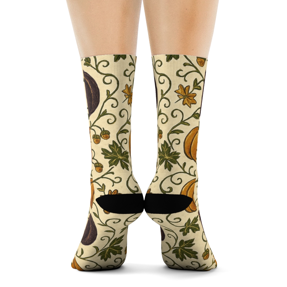 Plum Pumpkin Patch Mirror Tile On Creamy Beige Background stylish athletic crew socks