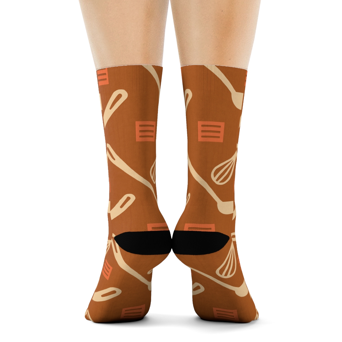 Utensil Chevron In Modern Chef Graphic soft everyday crew socks
