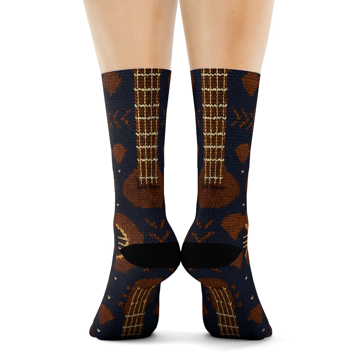 Knitted Illusion Soundhole Lattice Guitar premium sports crew socks