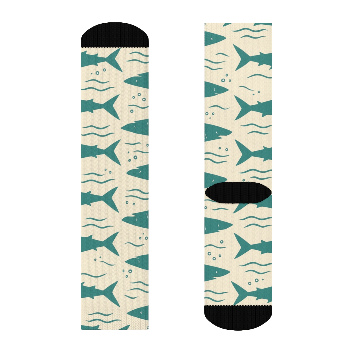 Abyssal Current Shark-Pattern Grid unique graphic crew socks
