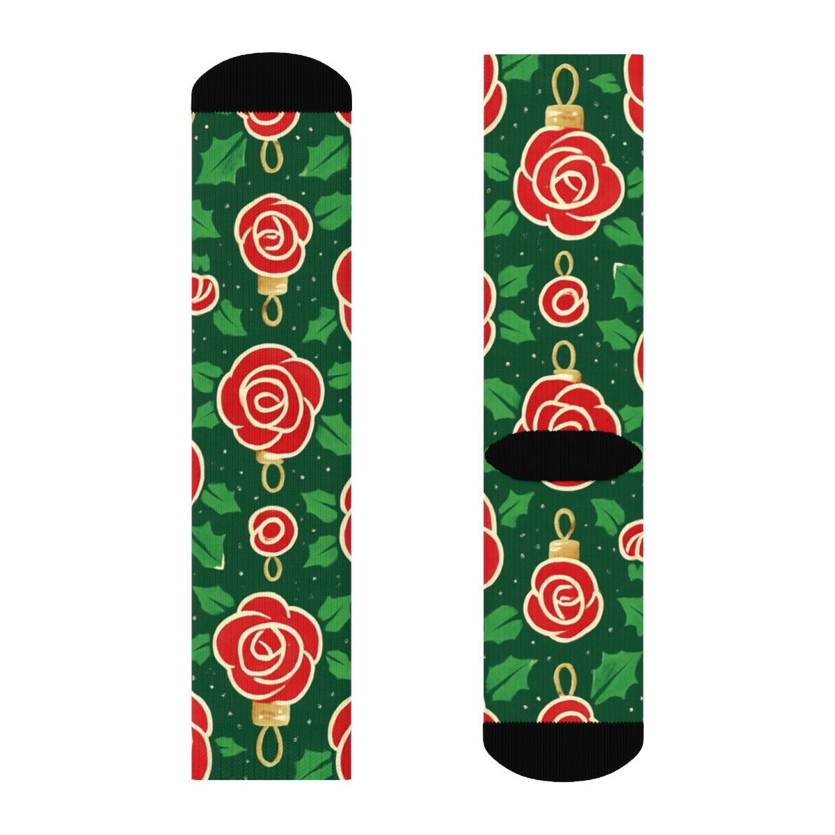 Crimson Rose Ornament Lattice On Pine Green Background comfortable cotton crew socks