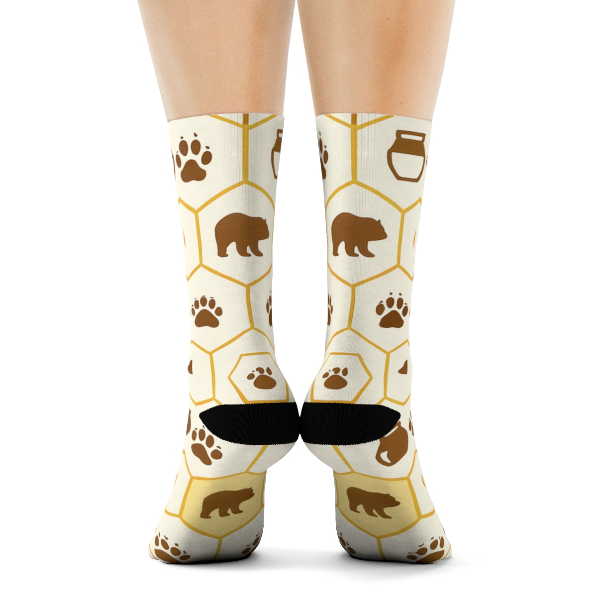 Honeycomb Lattice With Bear Silhouettes stylish athletic crew socks