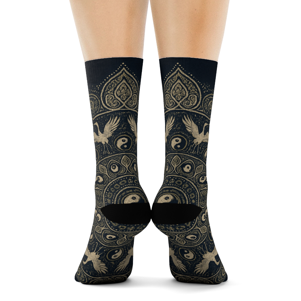 Radial Duality Mandala custom crew socks