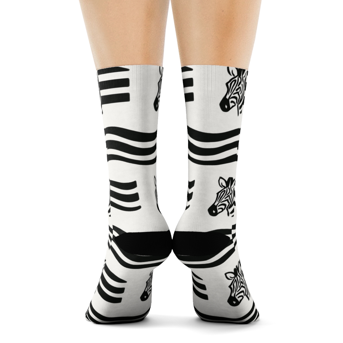 Teal Highlight Zebra Crossing Wave On White Background unique graphic crew socks
