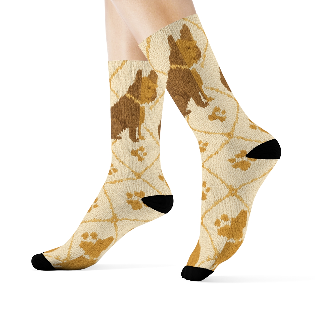 Knitted French Bulldog Cozy Quilt Repeat trendy patterned crew socks