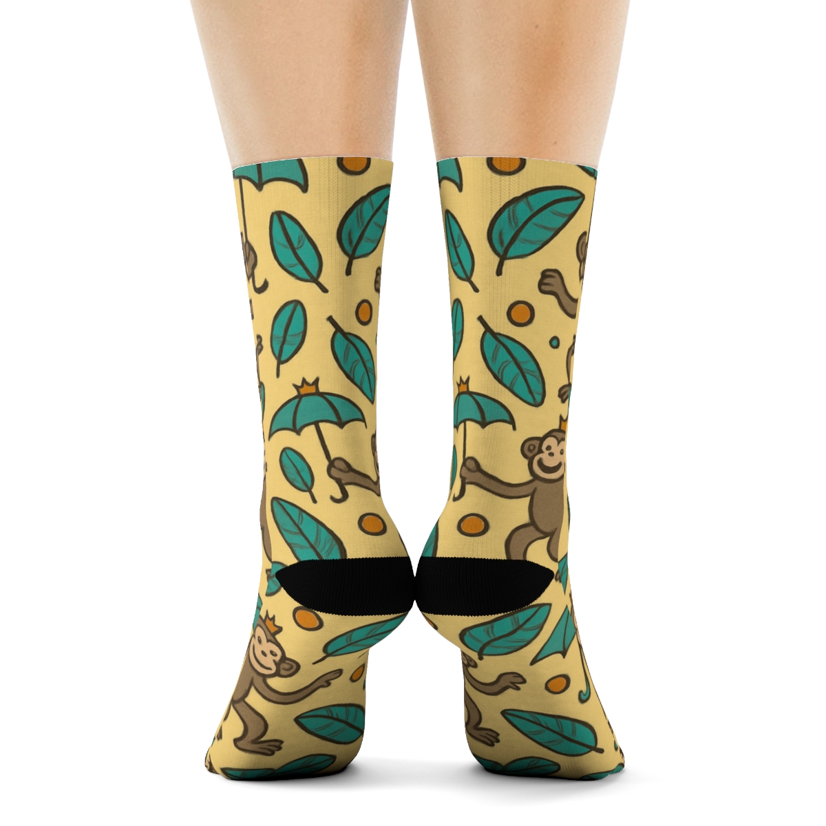 Jungle Party Tile, Playful Monkey premium sports crew socks