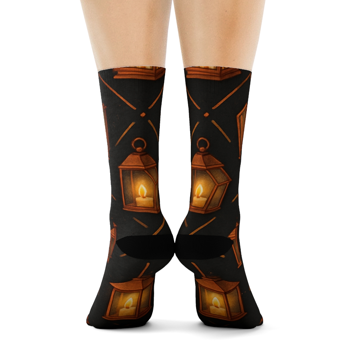 Lantern Lattice With Candle Glow personalized crew socks