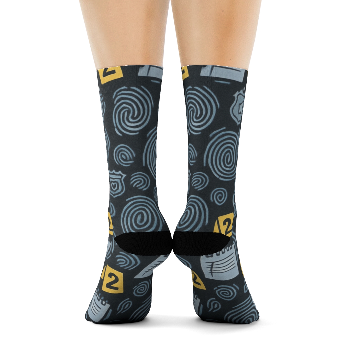 Fingerprint Labyrinth In Police Detective Style personalized crew socks