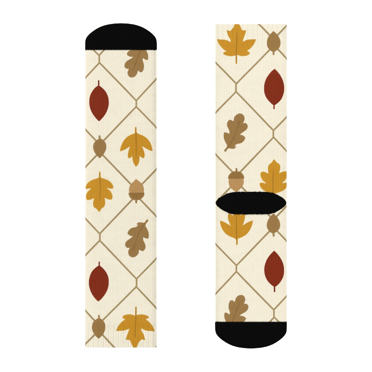 Acorn Lattice on Ivory Field Crew Socks
