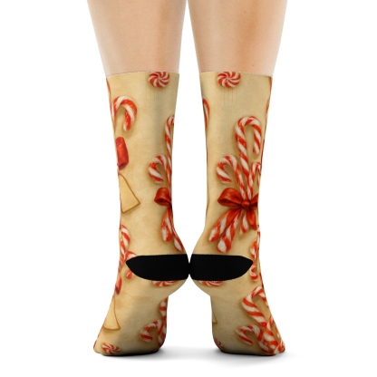 Painted Confection Study Candy Canes Bouquet Repeat On Beige premium sports crew socks