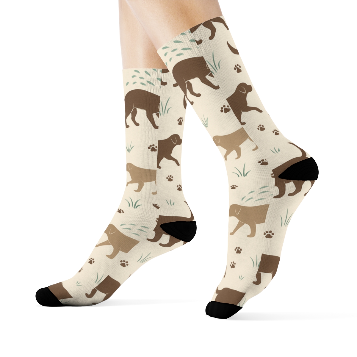 Puddle Splash Pattern With Labrador Retriever Silhouettes comfortable cotton crew socks