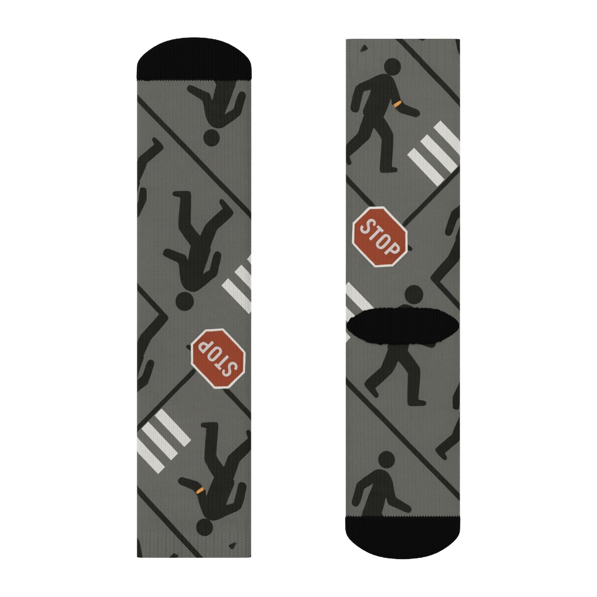 Street Gray Minimal Tile With Crossing Guard Icons comfortable cotton crew socks