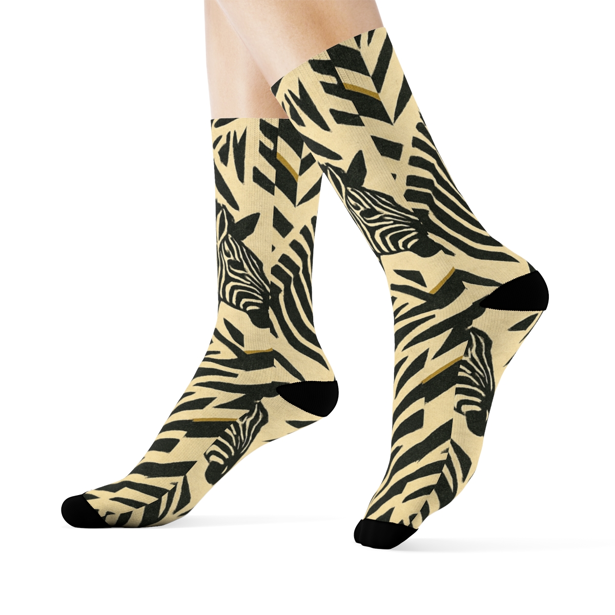 Broken Chevron Zebra designer printed crew socks