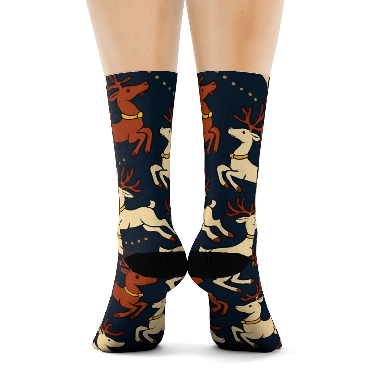 Reindeer Chevron Holiday personalized crew socks