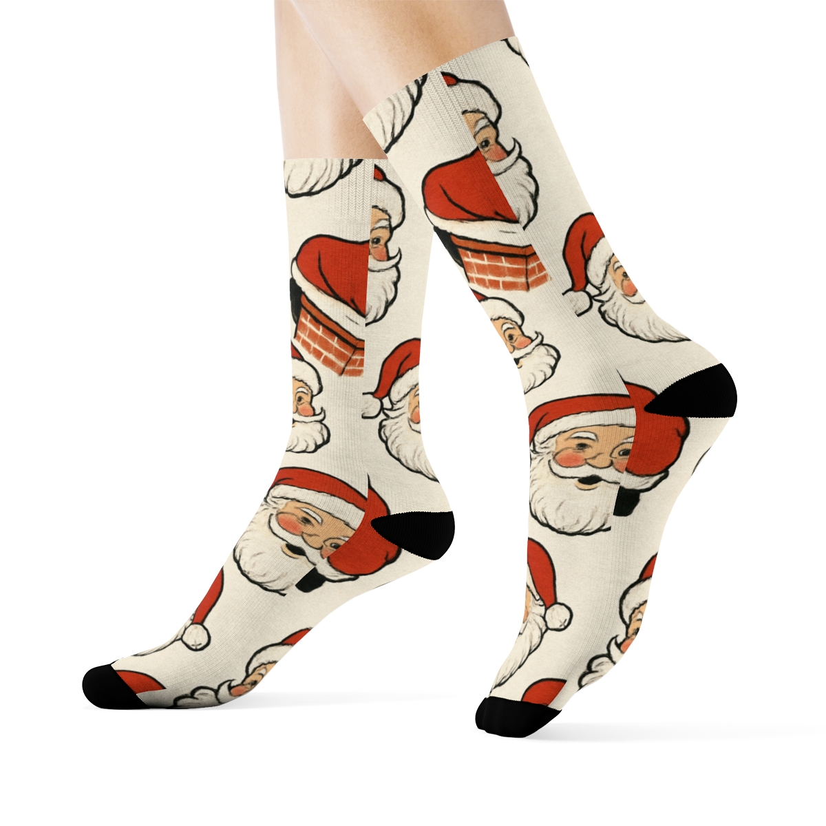 Vintage Santa Chimney Tessellation unique graphic crew socks
