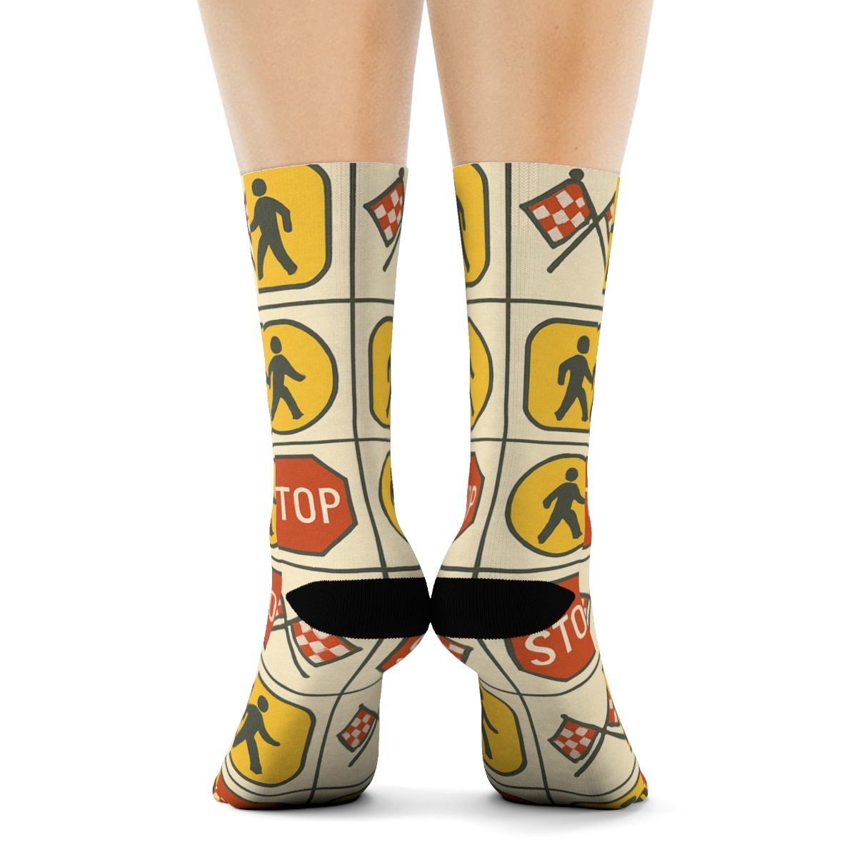 School Zone Grid With Crossing Guard Icons soft everyday crew socks