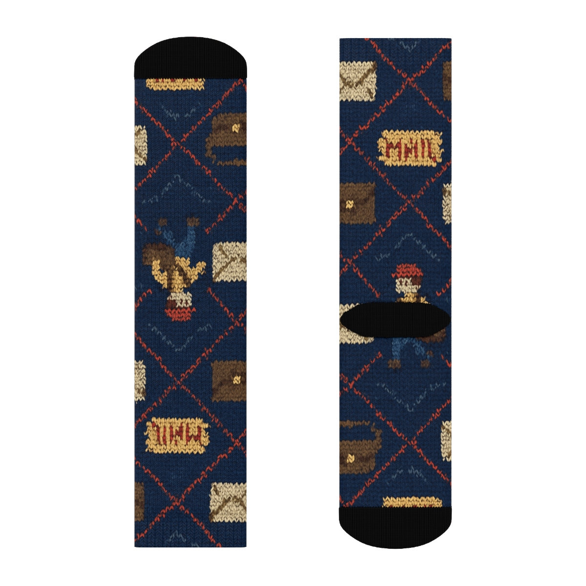 Knitted Postal Worker Route Lattice premium sports crew socks