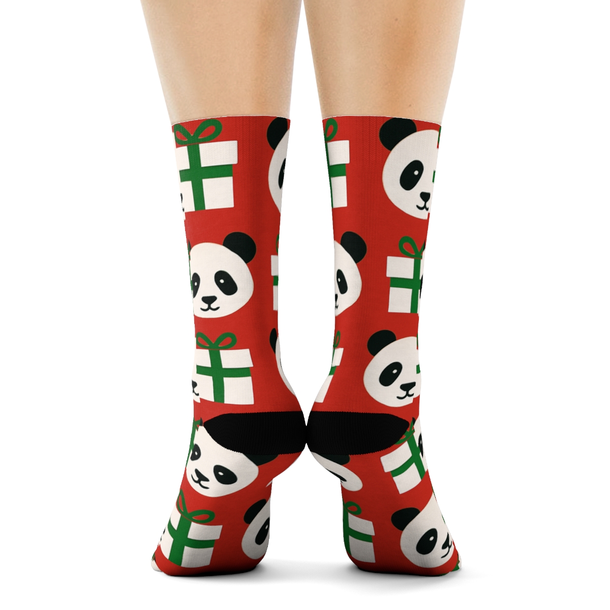 Panda Gift Box Grid soft everyday crew socks