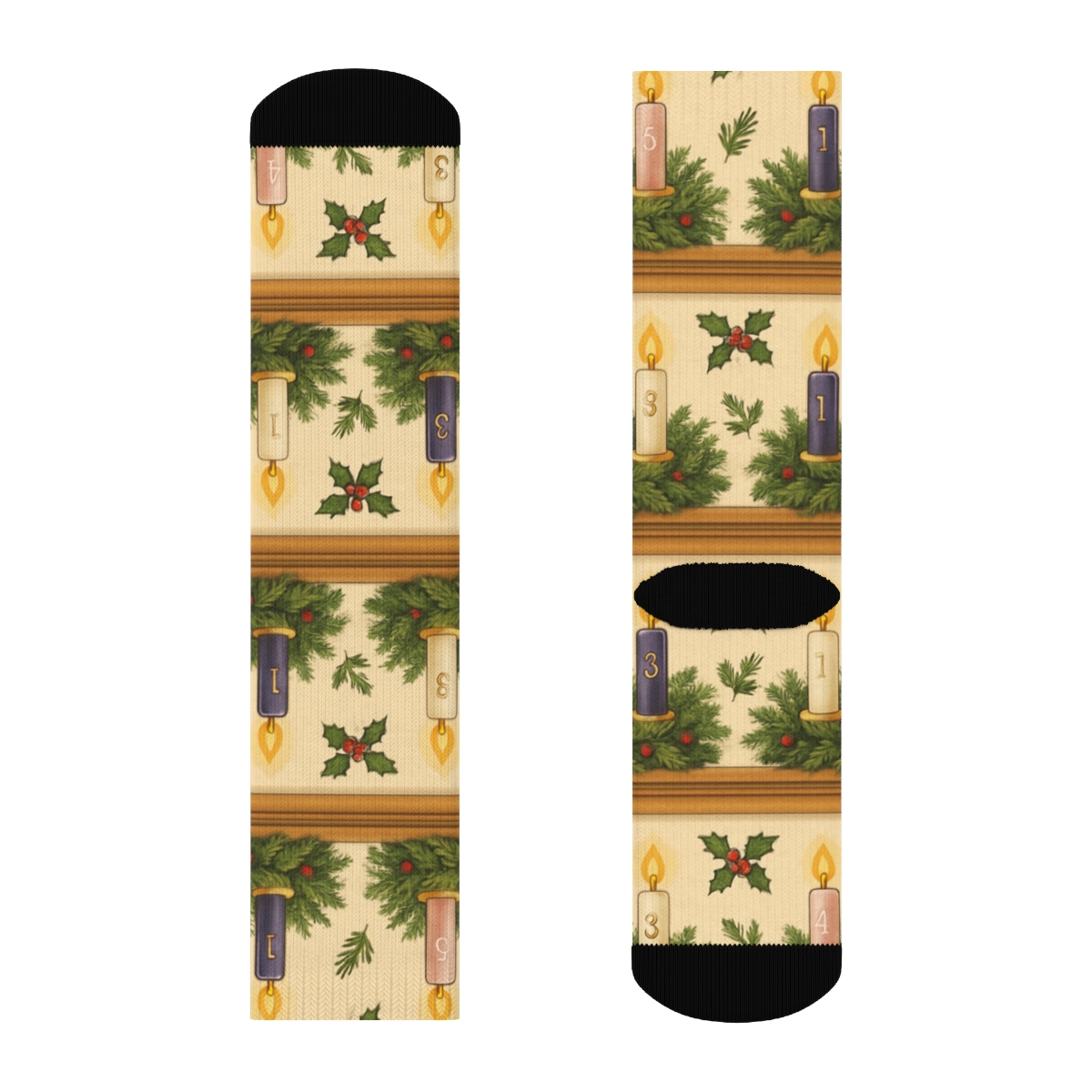 Advent Candles Wreath Band Mantel Repeat custom crew socks