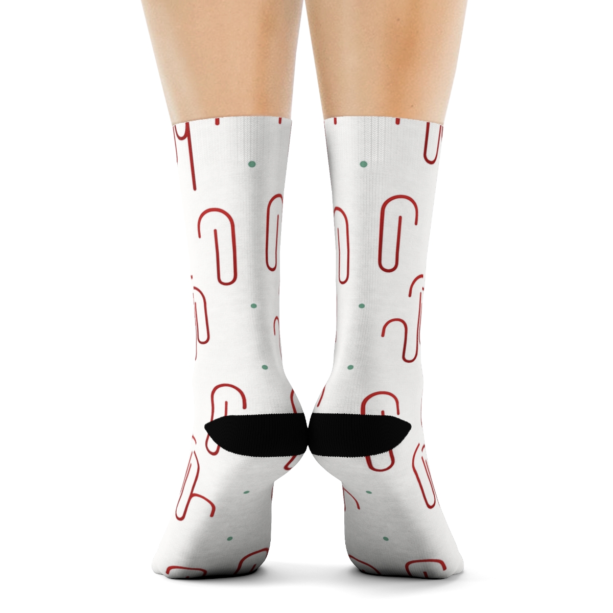 Minimalist Grid With Candy Canes Accent custom crew socks
