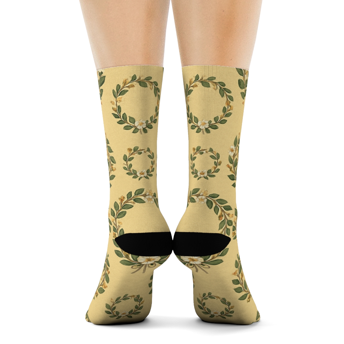 Floral Hoop Wreath In Concentric Tile Arrays custom crew socks