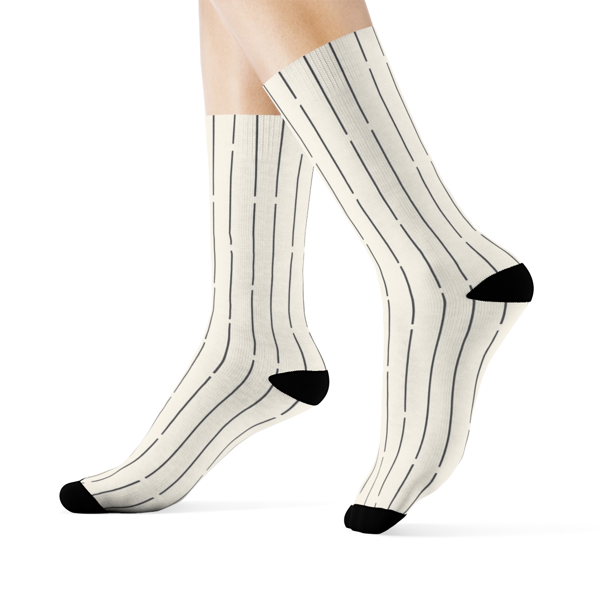 Offset Needle Stripe Drift stylish athletic crew socks