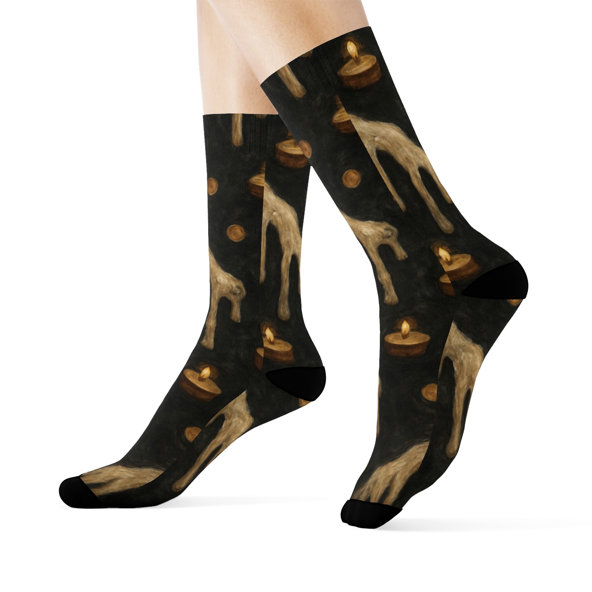 Wax Drip Array With Candle Motifs trendy patterned crew socks