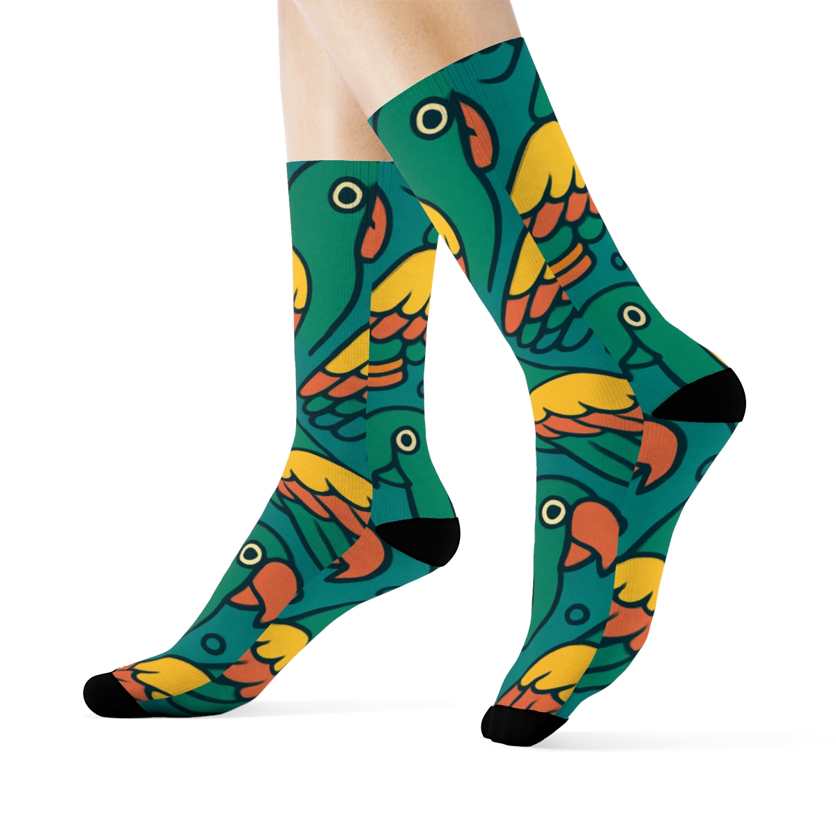Tropical Parrot Beak Chevron On Teal Background custom crew socks