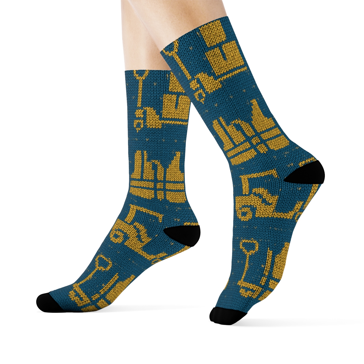 Knitted Warehouse Worker Shift Symbols custom crew socks