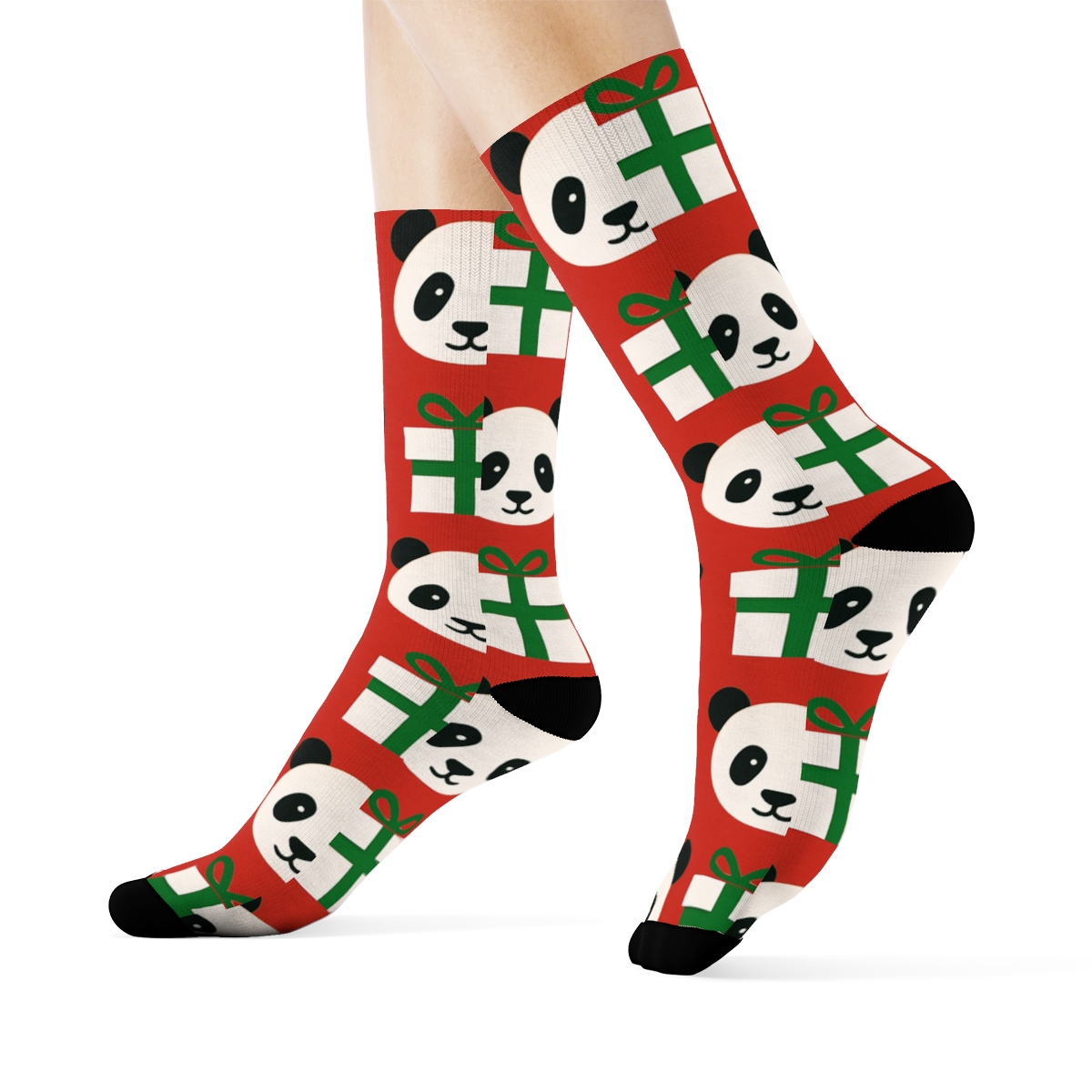 Panda Gift Box Grid soft everyday crew socks