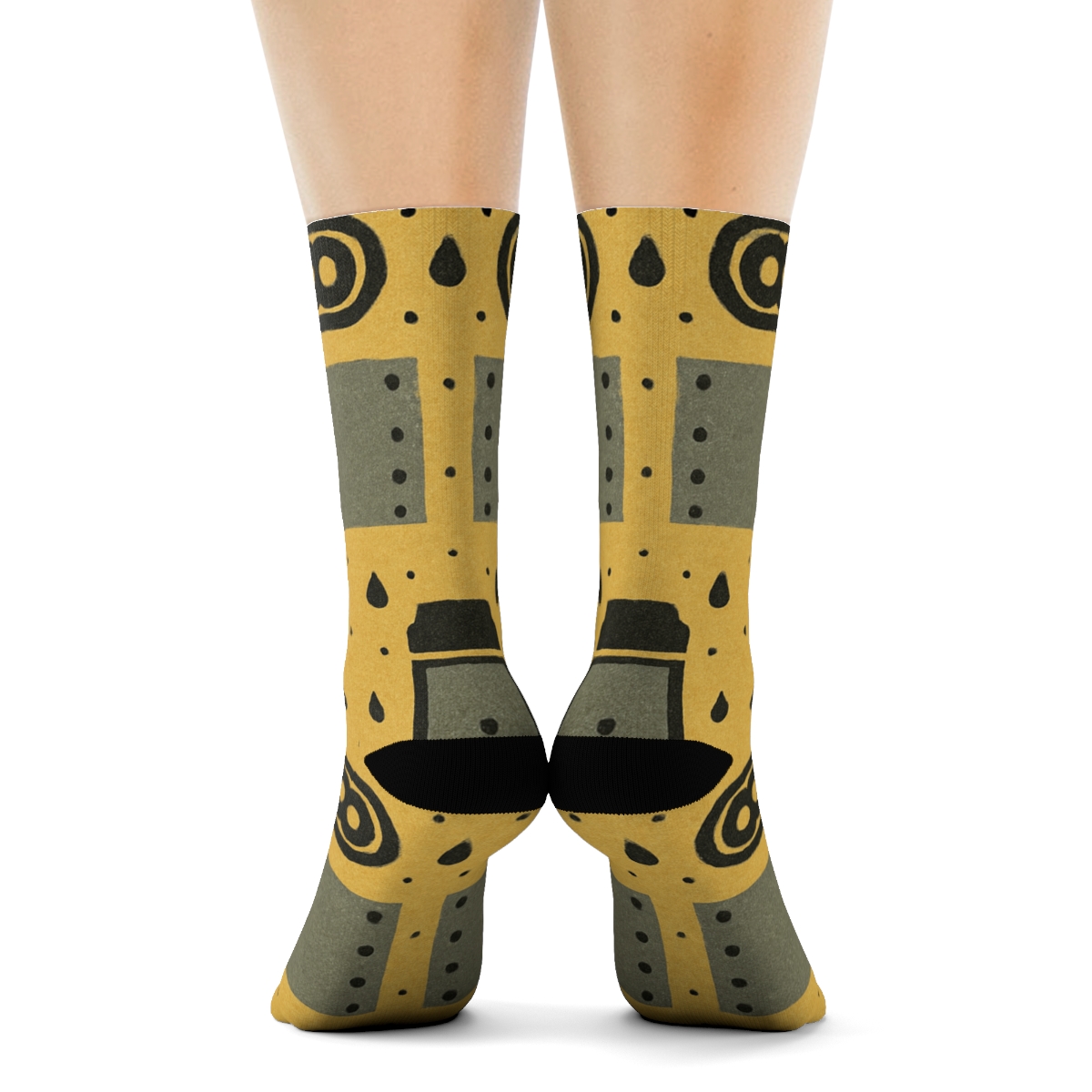 Vintage Poster Band Pattern With Factory Worker Icons premium sports crew socks