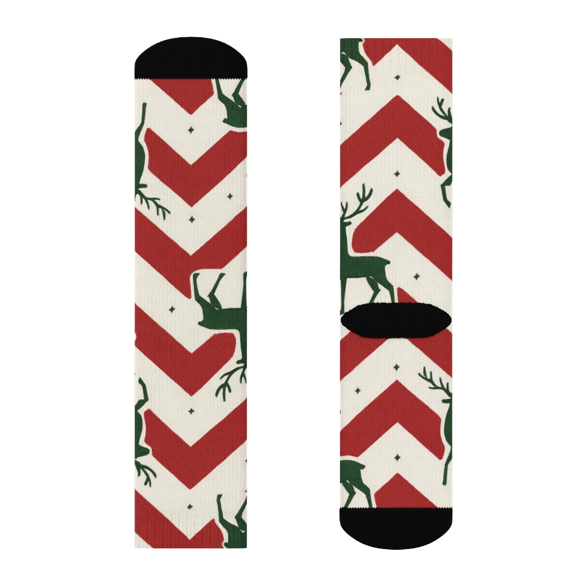 Reindeer Chevron Rhythm On Snow White stylish athletic crew socks