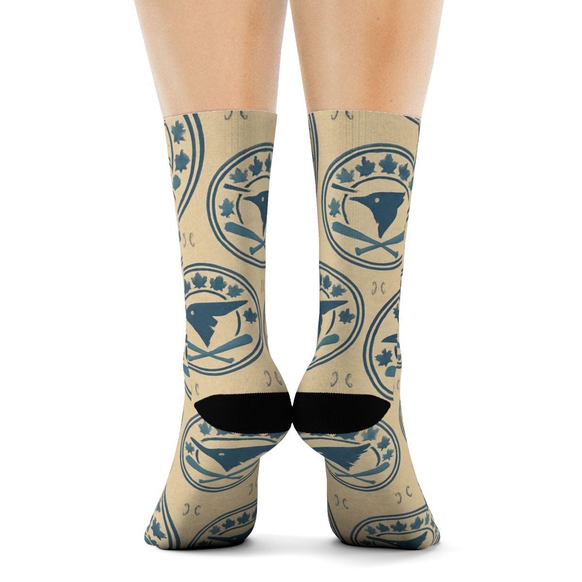 Radial Crest Burst Pattern Blue Jays Inspired comfortable cotton crew socksRadial Crest Burst Pattern Blue Jays Inspired Crew Socks - Image 4