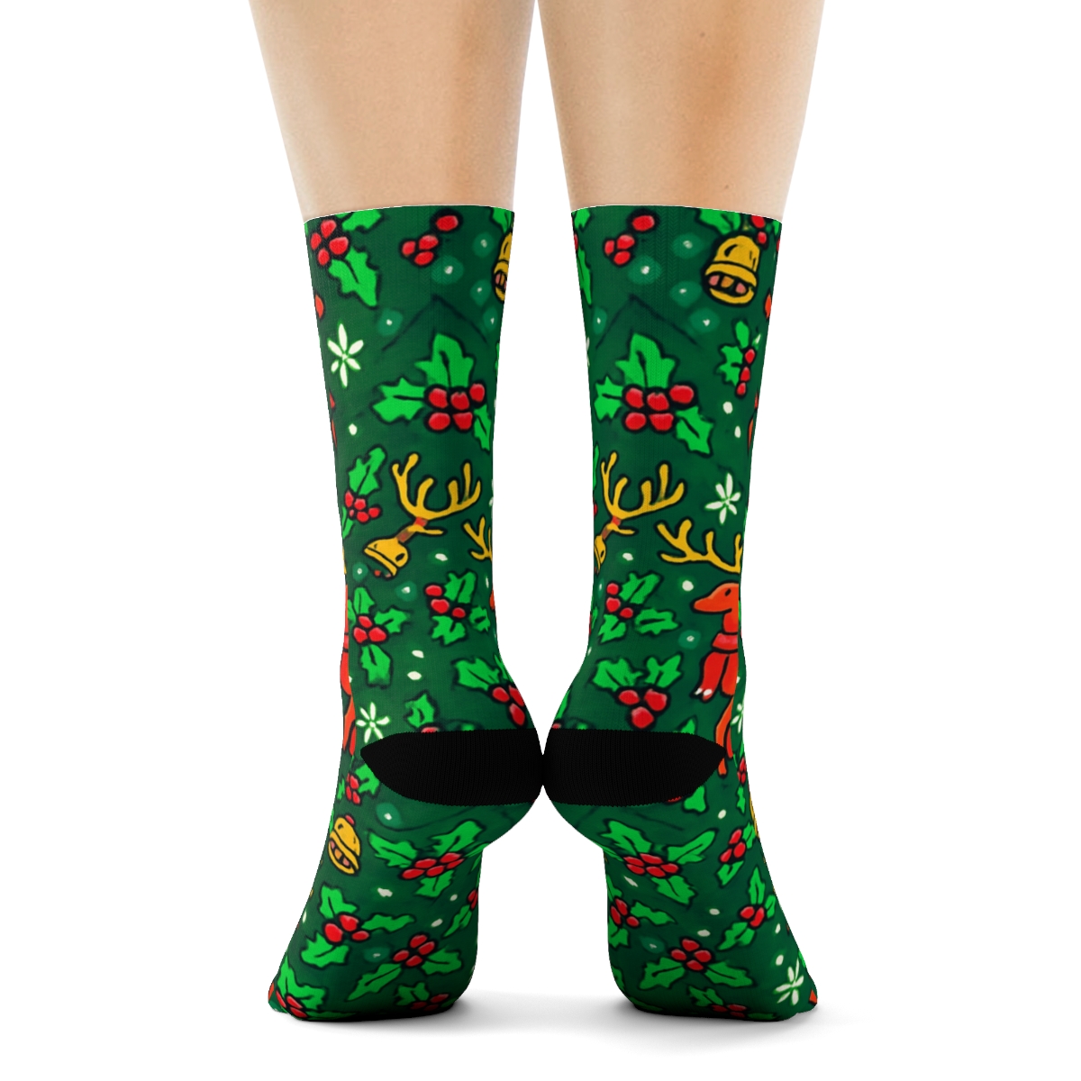Festive Reindeer Chevron Repeat premium sports crew socks