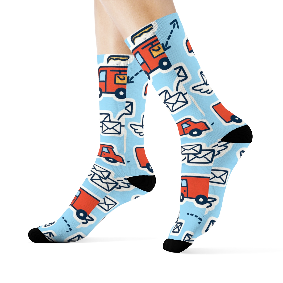 Air Mail Grid For Postal Worker Chic custom crew socks