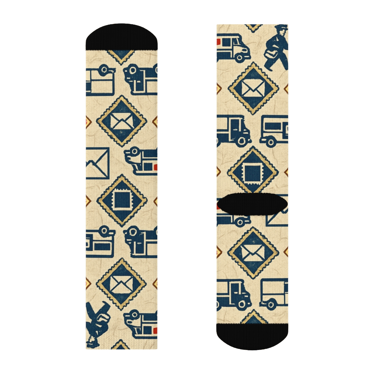 Air Mail Tessellation With Postal Worker Silhouettes custom crew socks