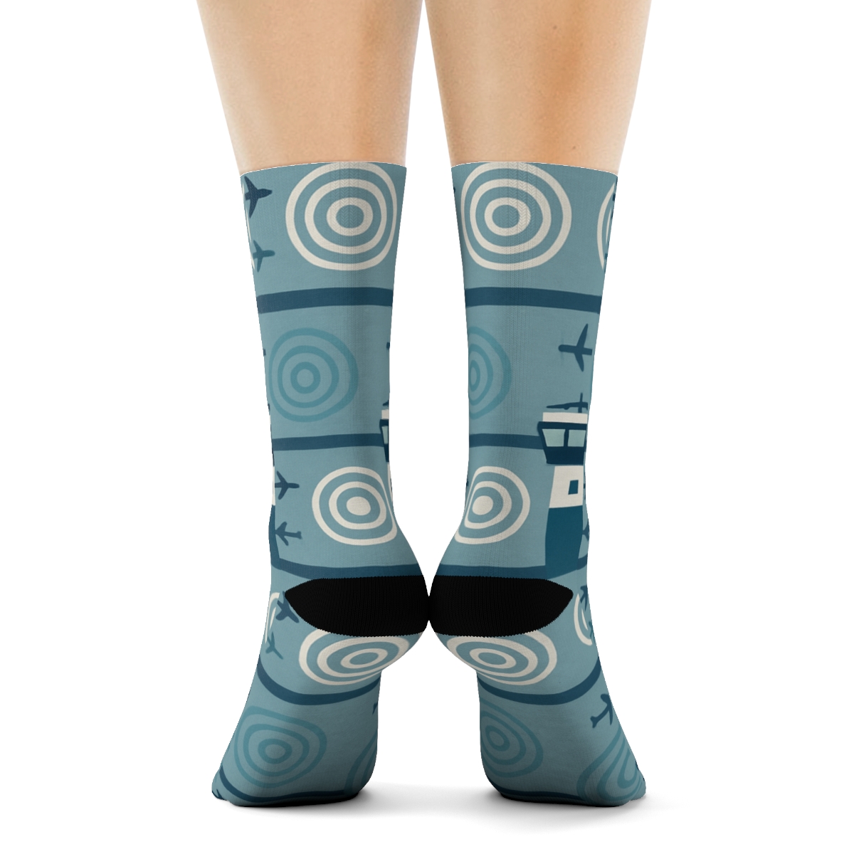 Air Traffic Tower Bands In Airplane Rhythm unique graphic crew socks
