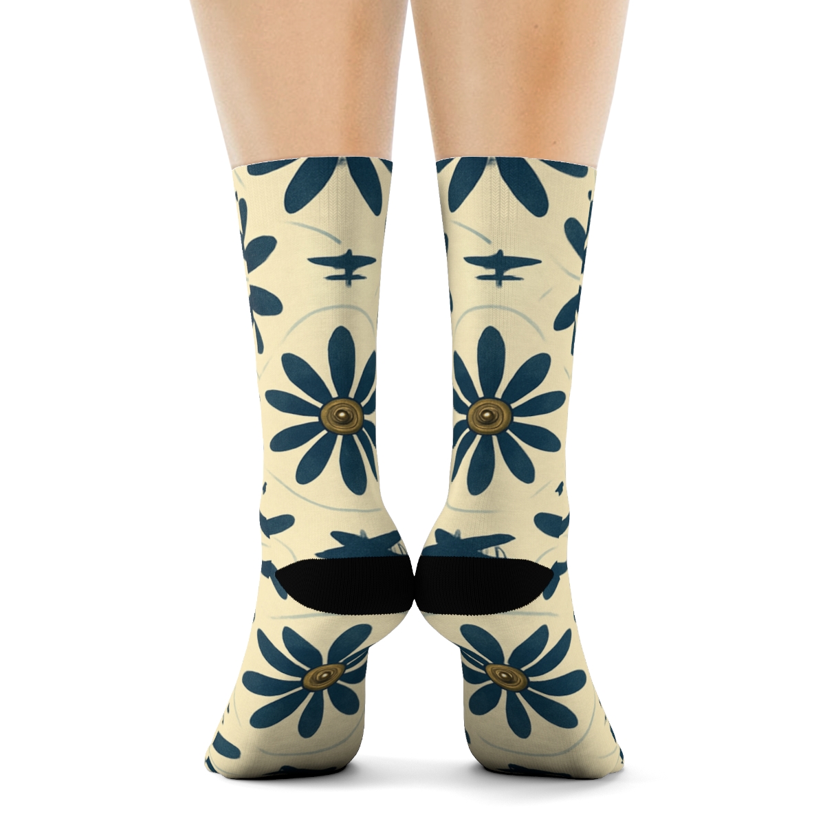 Airplane Propeller Rosette Tessellation On Cream custom crew socks