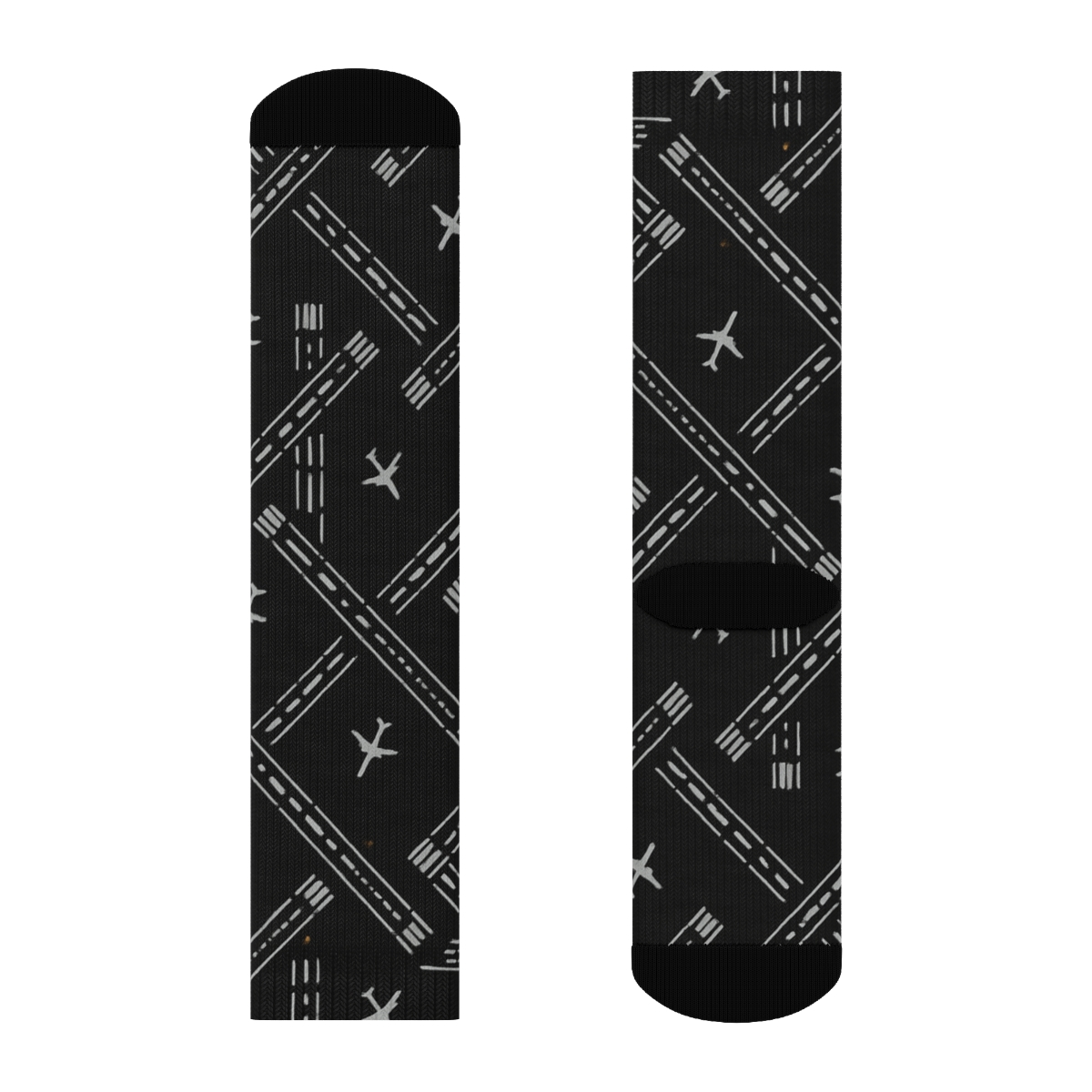 Airplane Runway Lattice On Night Field custom crew socks