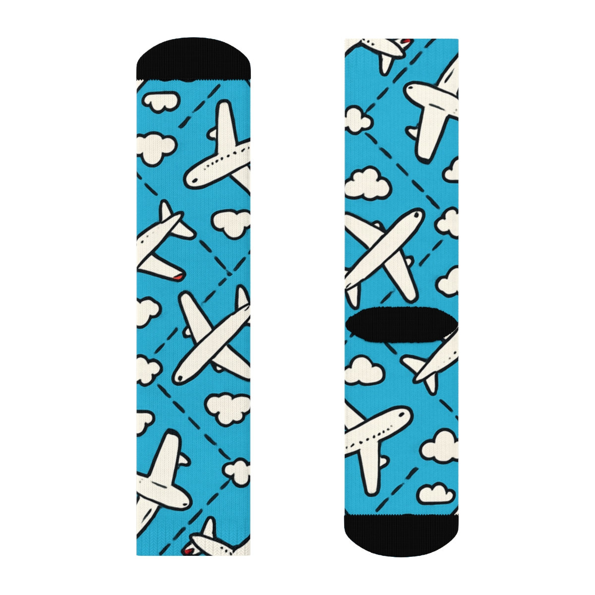 Airplane Silhouette Diamond Lattice stylish athletic crew socks