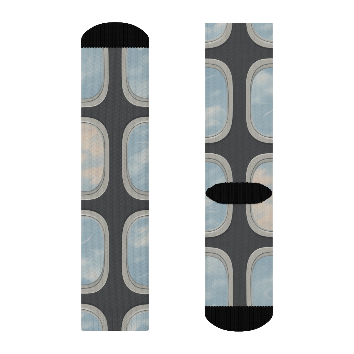 Airplane Window Grid With Sky Gradient Panels personalized crew socks