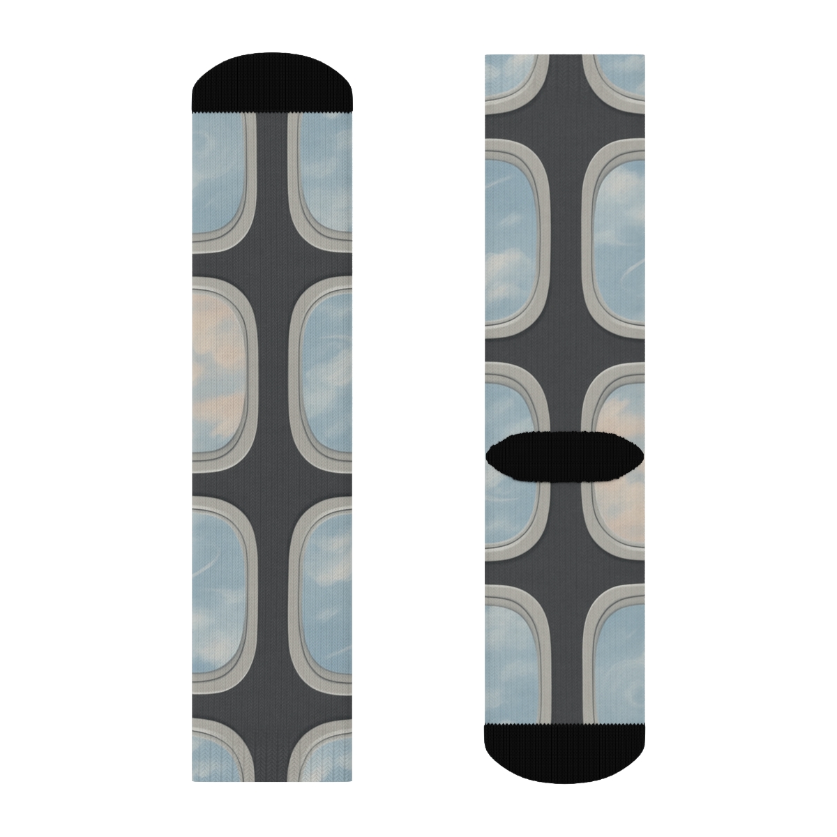 Airplane Window Grid With Sky Gradient Panels personalized crew socks