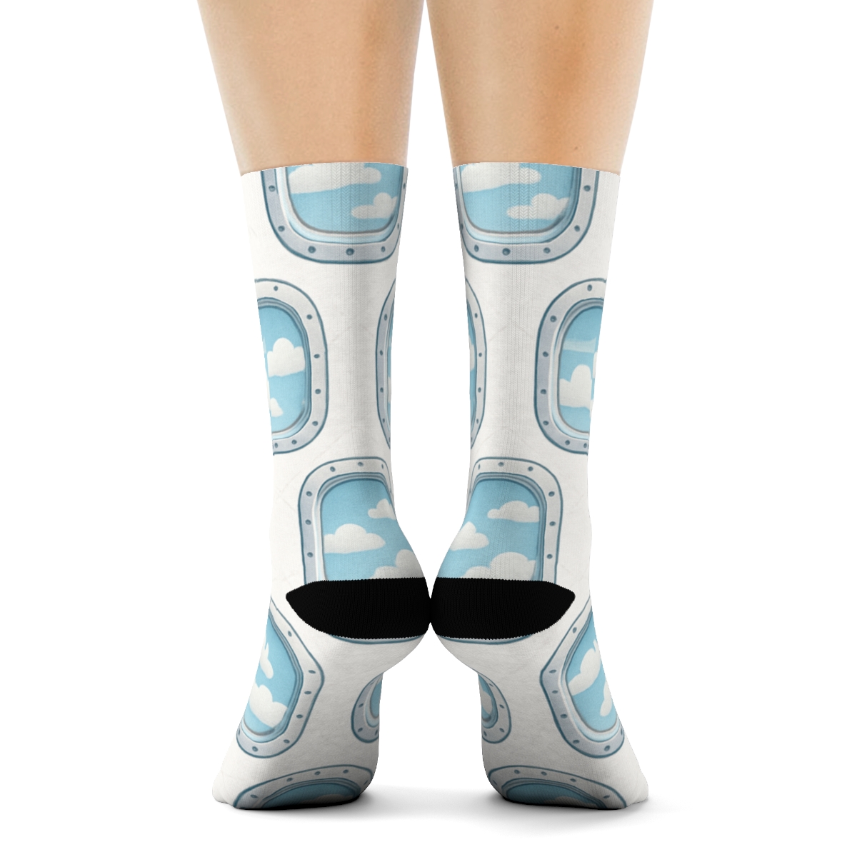 Airplane Window Quilt Tile Repeat unique graphic crew socks