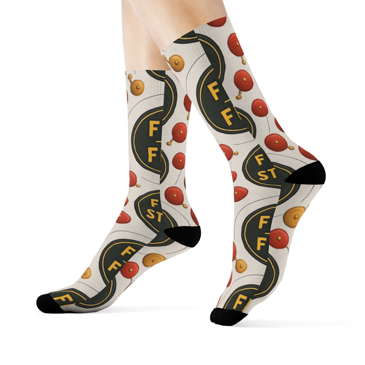 Alarm Bell Orbit Pattern Fire Fighter Edition stylish athletic crew socks