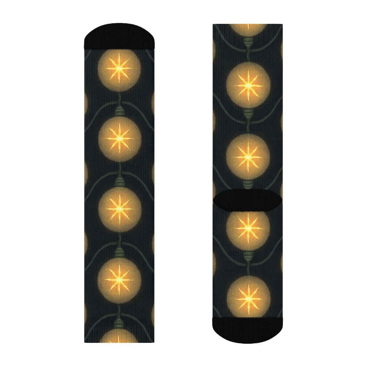 Amber Filament Starburst Halo Grid personalized crew socks
