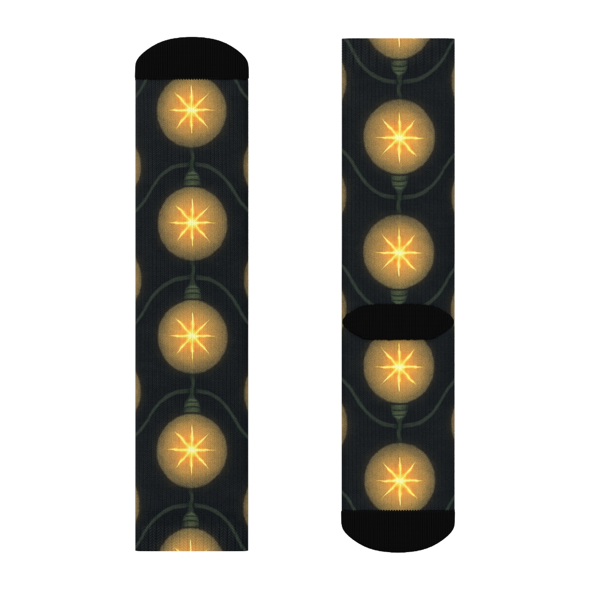 Amber Filament Starburst Halo Grid personalized crew socks