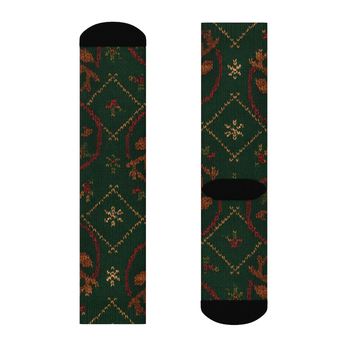 Antler Crown Lattice With Rudolph Glow unique graphic crew socks