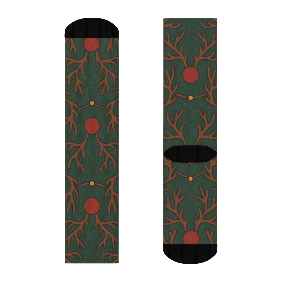 Antler Lattice With Rudolph Glow designer printed crew socks