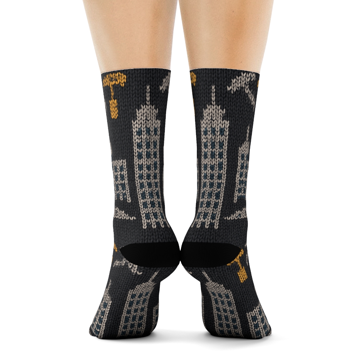 Architect-Crafted Skyline Tessellation In Knitted Illusion custom crew socks